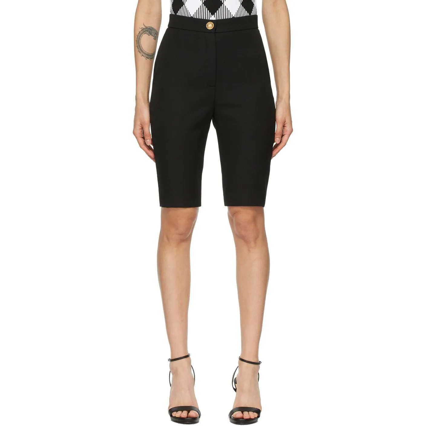 Balmain Black High Waist Cycling Shorts