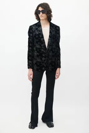 Black Velvet Floral Sequin Blazer