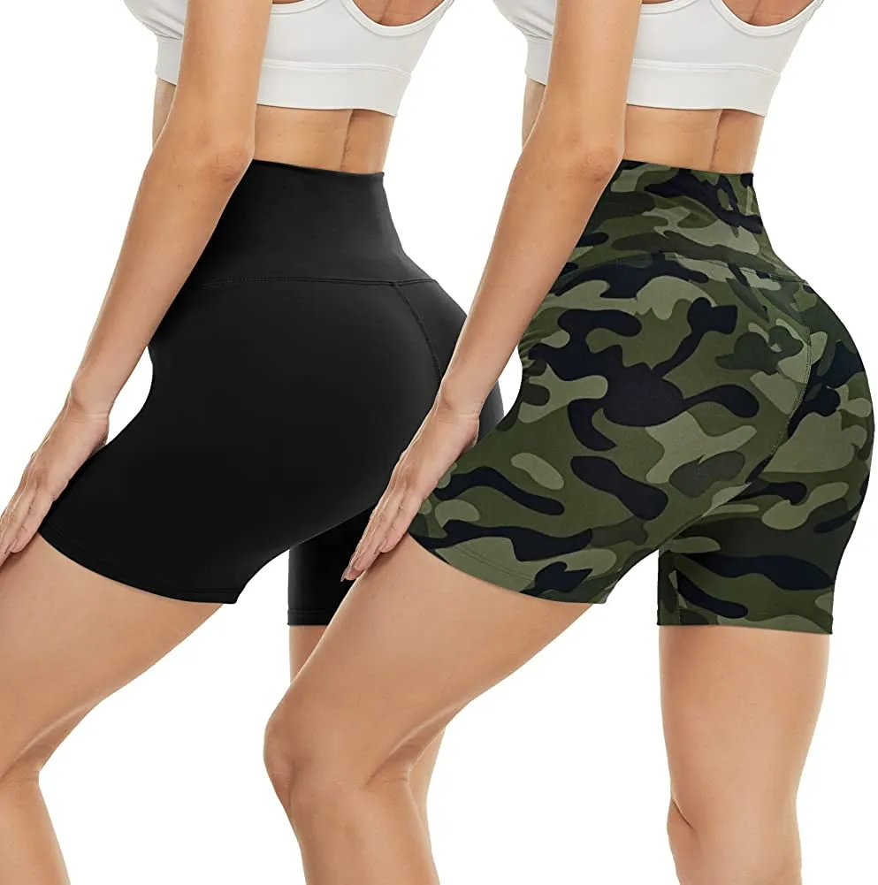 Breathable buttery soft summer yoga shorts sporty outfit printed cycling shorts for women