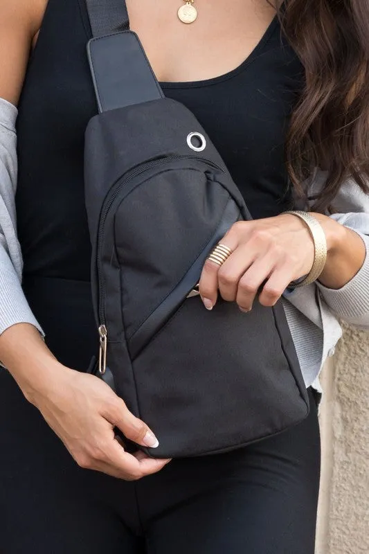 Canvas Design Nylon Convertible Adjustable Strap Sling Bag