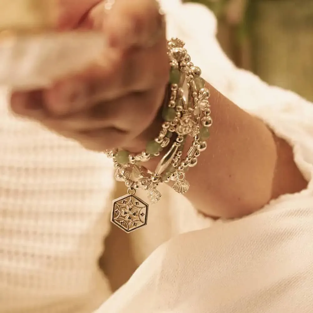 CHLOBO Lucky Silver Mandala Bead Bracelet