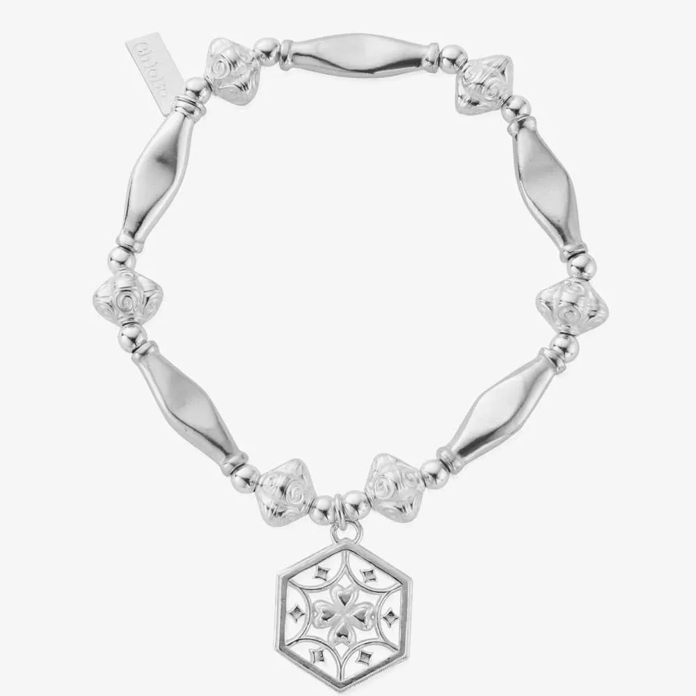 CHLOBO Lucky Silver Mandala Bead Bracelet