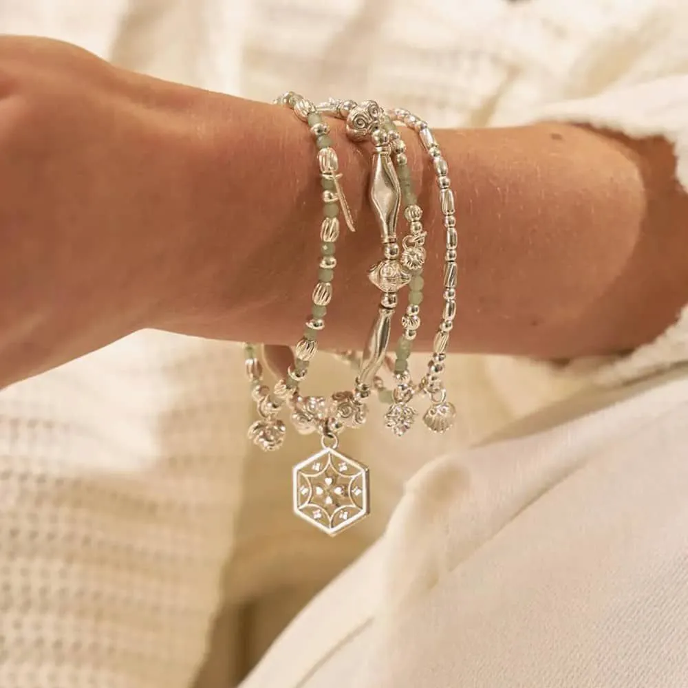 CHLOBO Lucky Silver Mandala Bead Bracelet