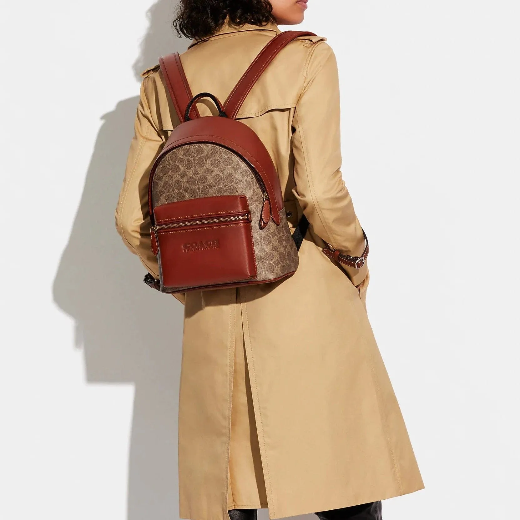 Coach Charter Backpack 24 In Signature Canvas Tan Rust