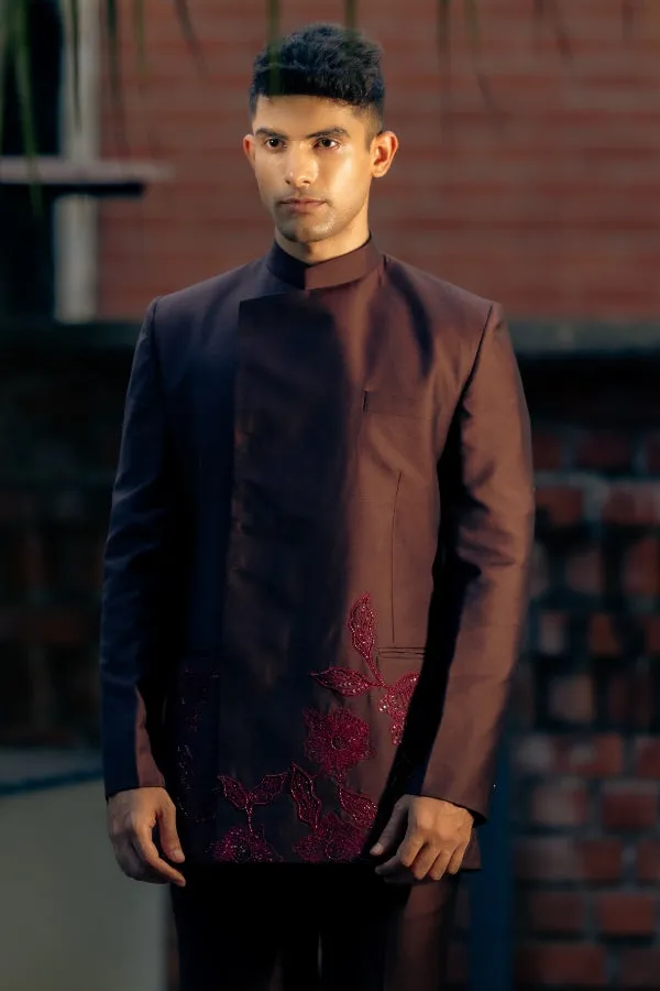 DESIGNER BANDHGALA OUTFIT IN MAROON