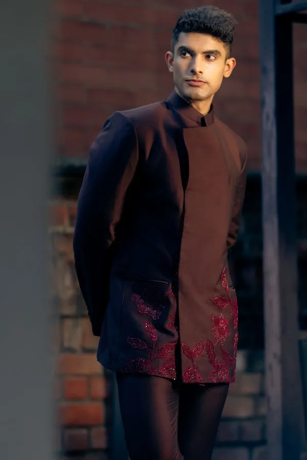 DESIGNER BANDHGALA OUTFIT IN MAROON