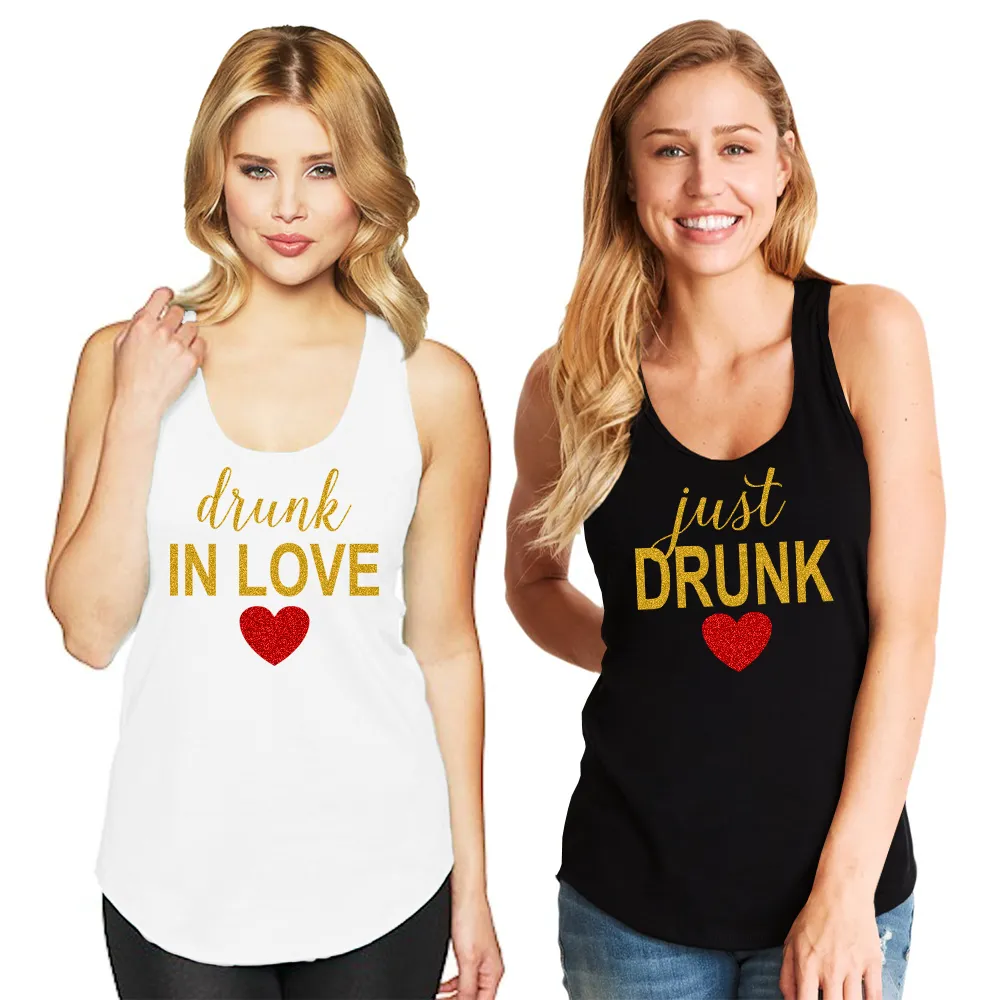 Drunk in Love & Just Drunk Racerback Tank Top