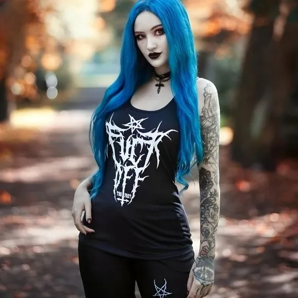 FŮCK OFF BLACK METAL LOGO RACERBACK TANK