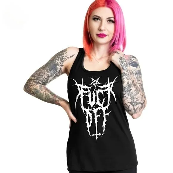 FŮCK OFF BLACK METAL LOGO RACERBACK TANK