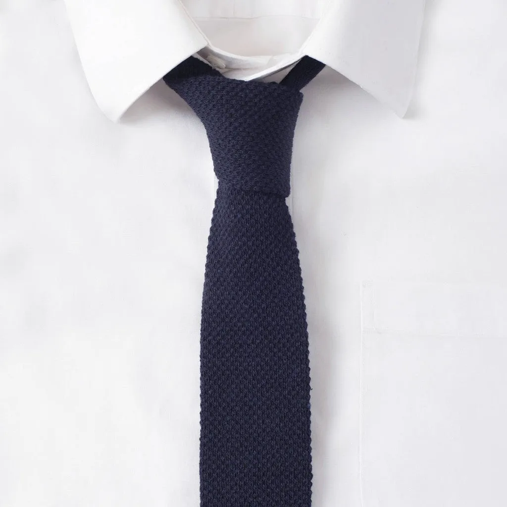Knit Cotton Navy Tie