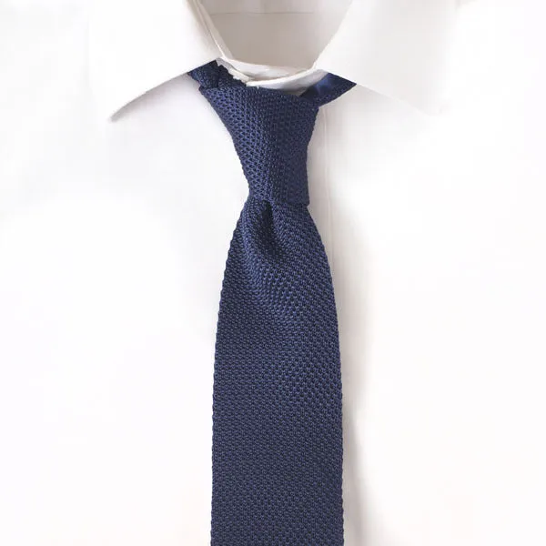 Knit Solid Navy Tie