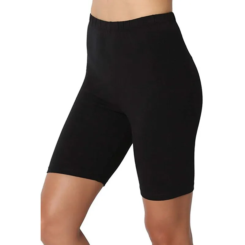 Ladies Outdoor exercise Plain Active Summer Cycling Shorts Stretch Basic Short Hot Solid Black Soft wear Shorts for women female