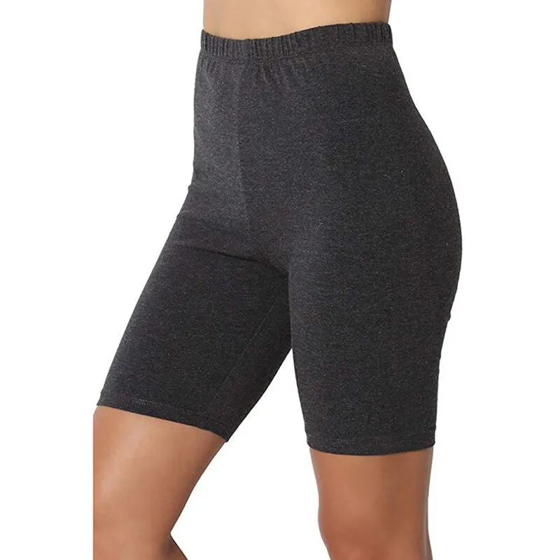 Ladies Outdoor exercise Plain Active Summer Cycling Shorts Stretch Basic Short Hot Solid Black Soft wear Shorts for women female