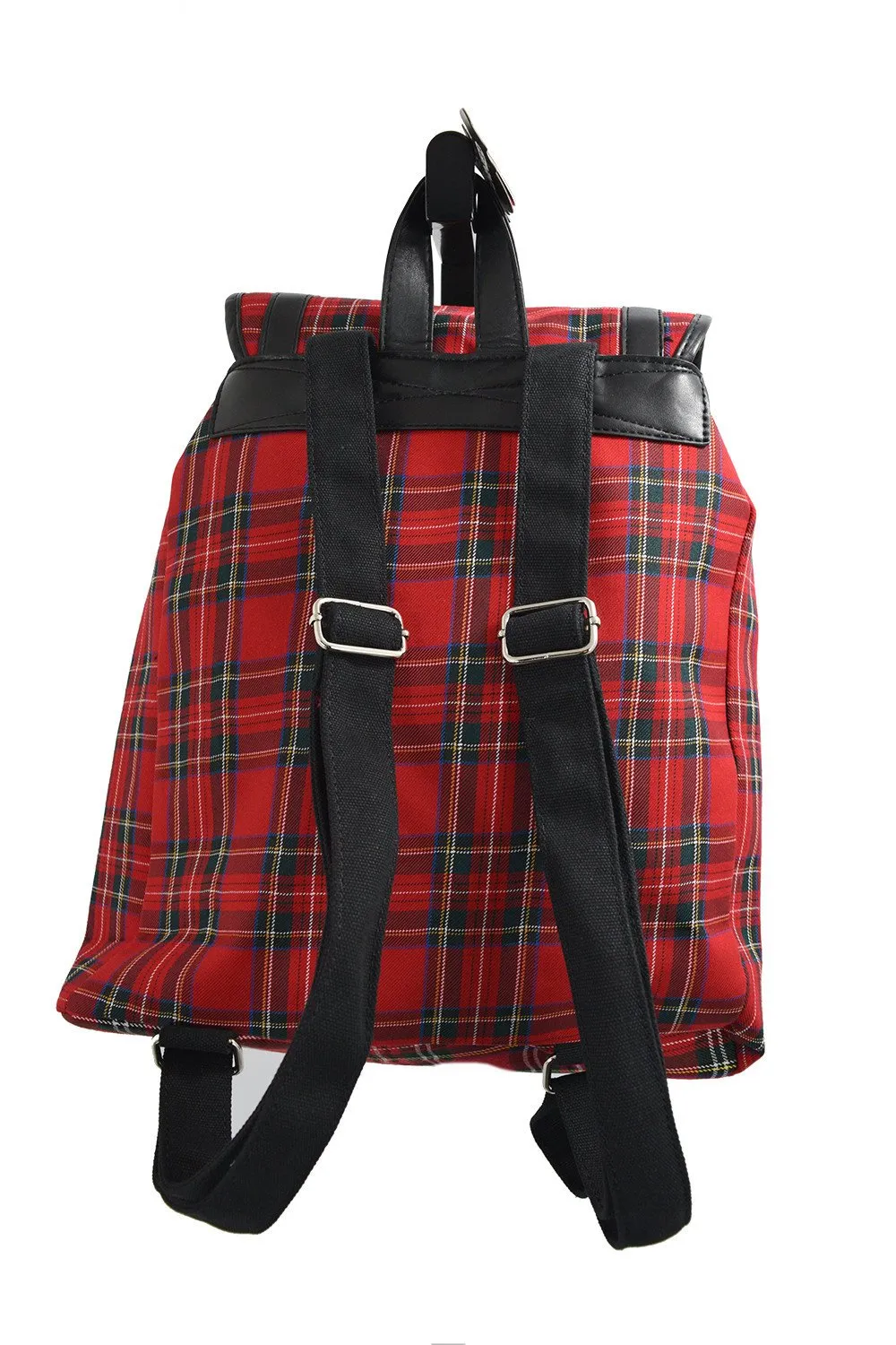 London Red Tartan Plaid Checked Drawstring Rucksack Backpack