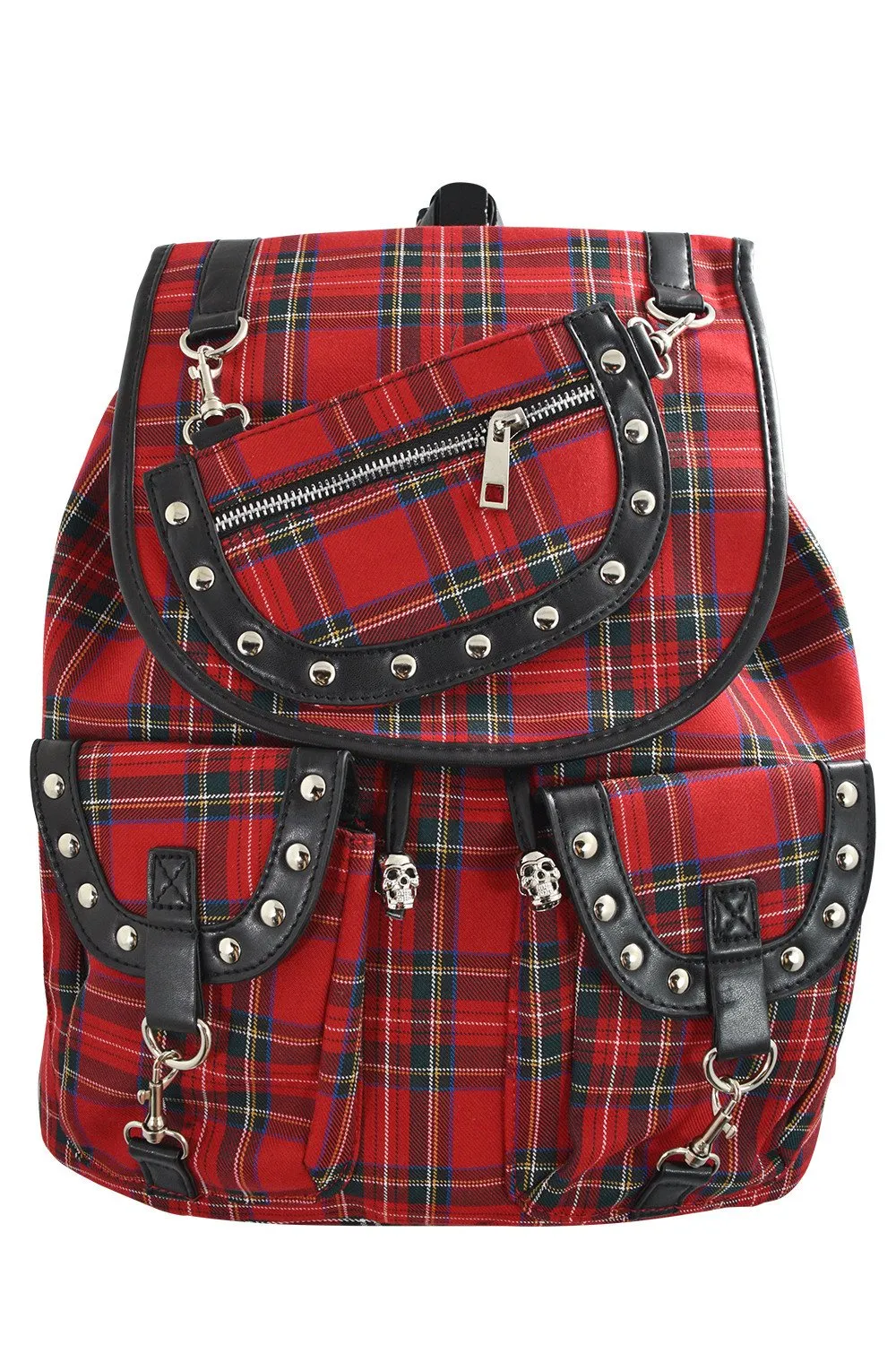London Red Tartan Plaid Checked Drawstring Rucksack Backpack