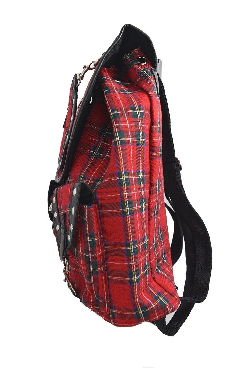 London Red Tartan Plaid Checked Drawstring Rucksack Backpack