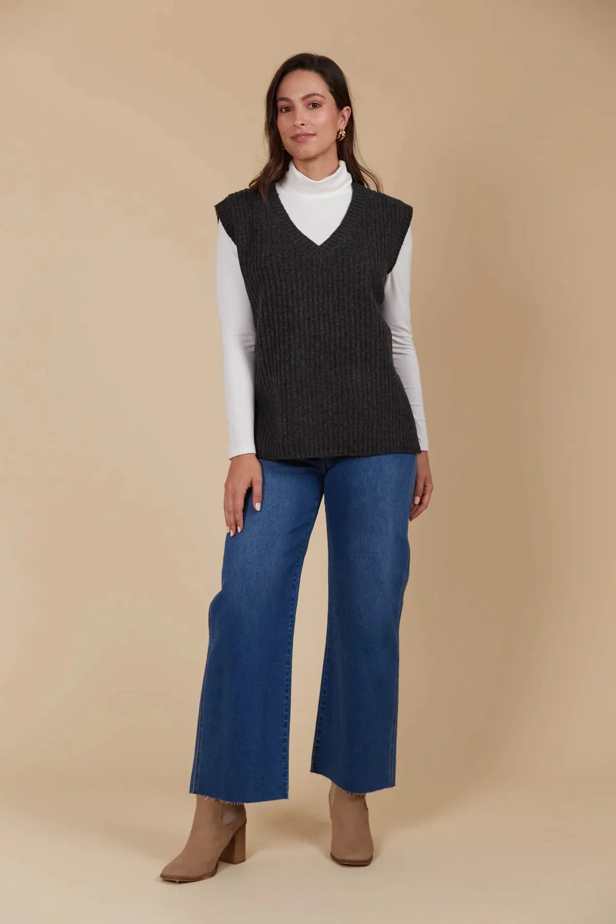 MIRU KNIT VEST- ASH