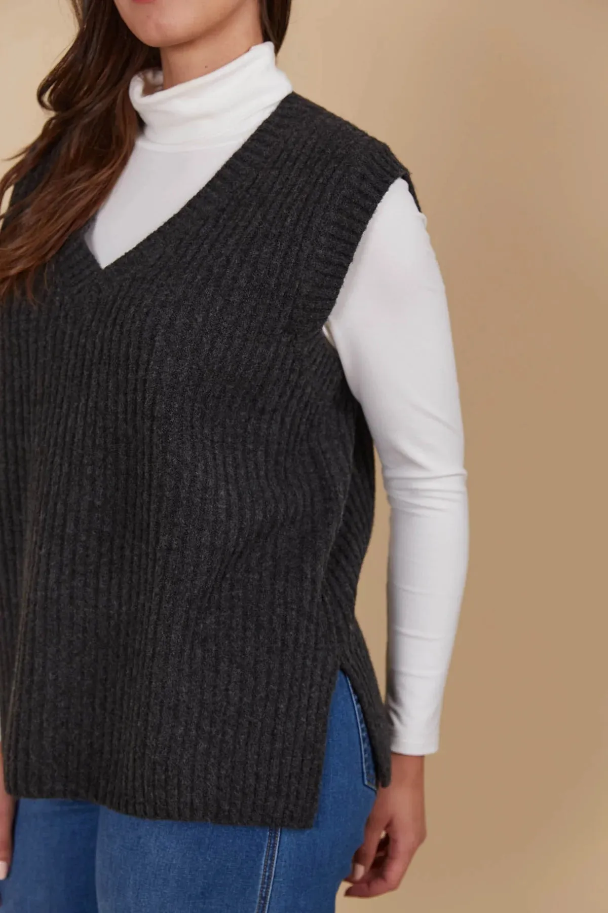MIRU KNIT VEST- ASH