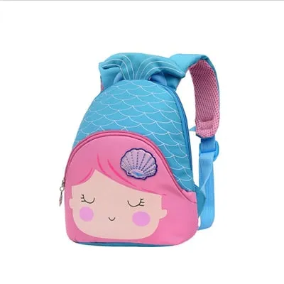New Cartoon Backpacks Children's School Bags For Girls Cute Canvas Mini Backpack Mermaid Backbag Kindergarten Small Bag