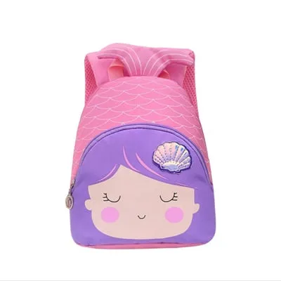 New Cartoon Backpacks Children's School Bags For Girls Cute Canvas Mini Backpack Mermaid Backbag Kindergarten Small Bag