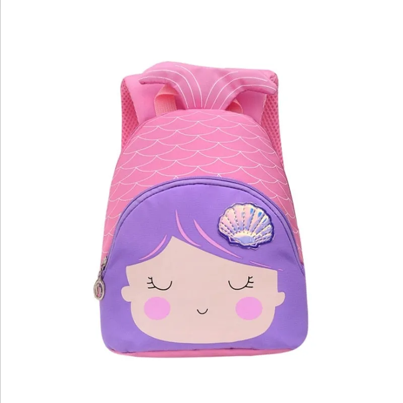 New Cartoon Backpacks Children's School Bags For Girls Cute Canvas Mini Backpack Mermaid Backbag Kindergarten Small Bag