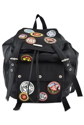 Noe Black Canvas Patches Logo Patch YSL Backpack