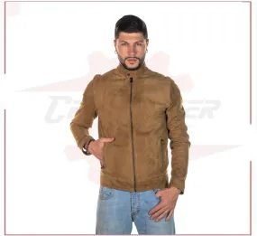U010 - Men's Jacket in Genuine Honey Suede Leather