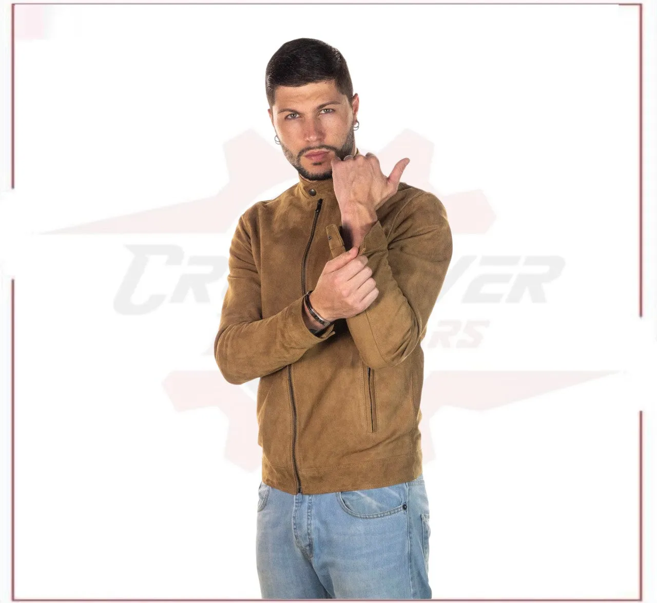 U010 - Men's Jacket in Genuine Honey Suede Leather