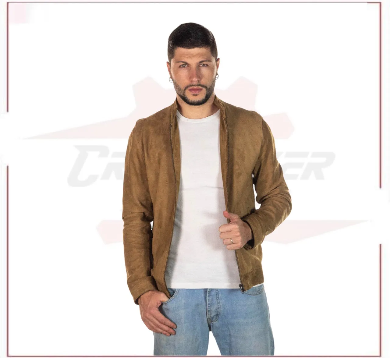 U010 - Men's Jacket in Genuine Honey Suede Leather