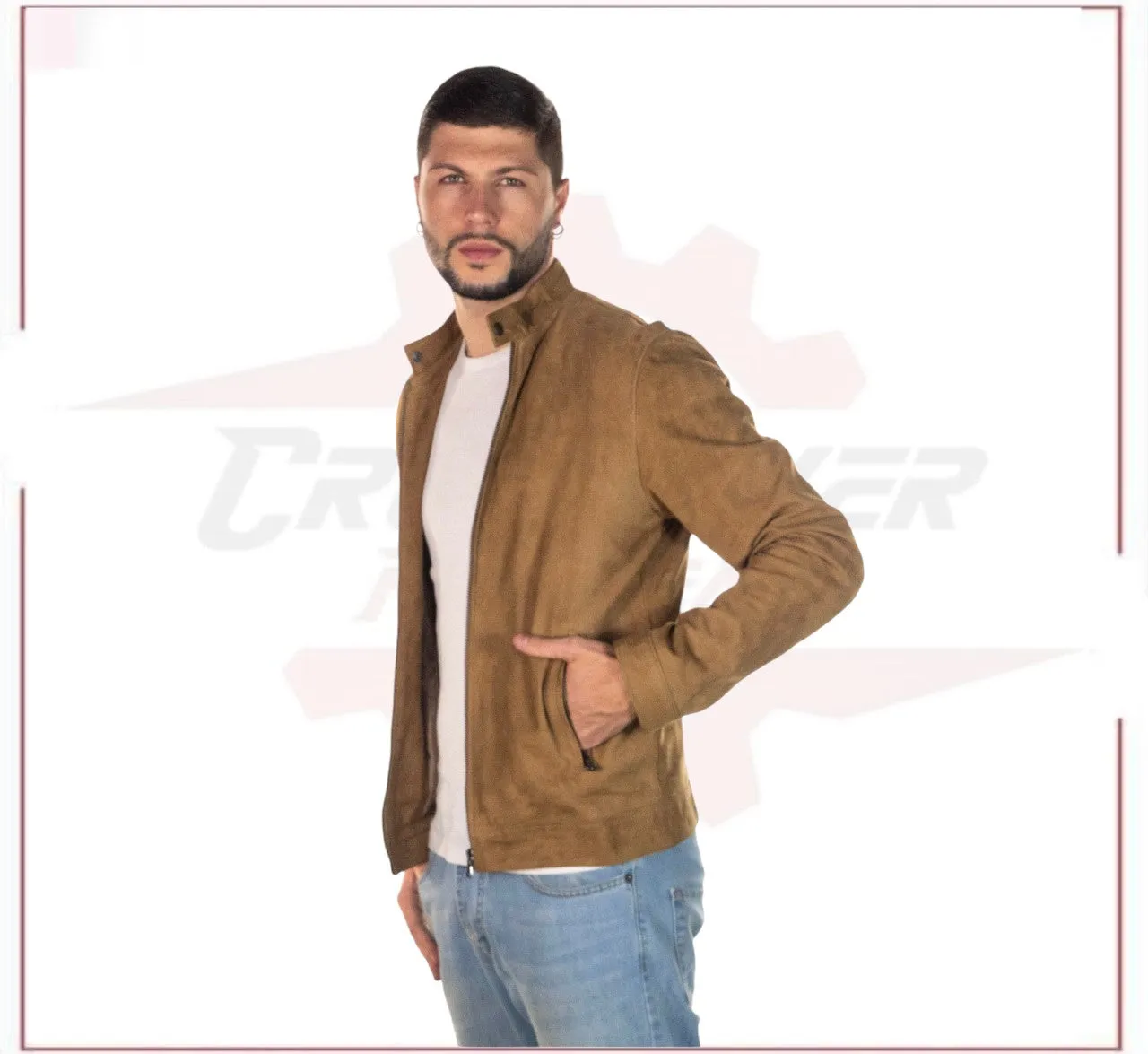 U010 - Men's Jacket in Genuine Honey Suede Leather