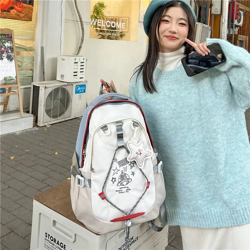 UAKISS  -  Casual Softback Large Capacity Nylon Backpacks Soft Handle 2024brand Bags for Women Canvas Interior Compartment Zipper Backpacks