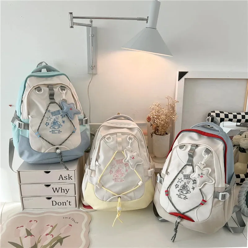 UAKISS  -  Casual Softback Large Capacity Nylon Backpacks Soft Handle 2024brand Bags for Women Canvas Interior Compartment Zipper Backpacks