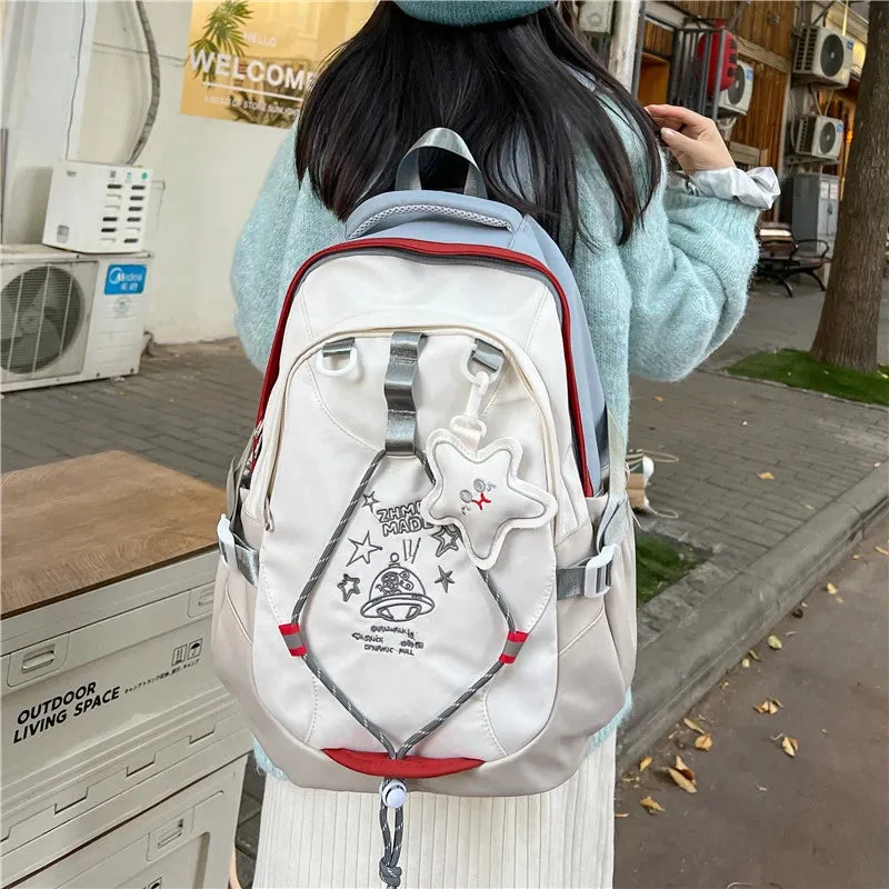 UAKISS  -  Casual Softback Large Capacity Nylon Backpacks Soft Handle 2024brand Bags for Women Canvas Interior Compartment Zipper Backpacks