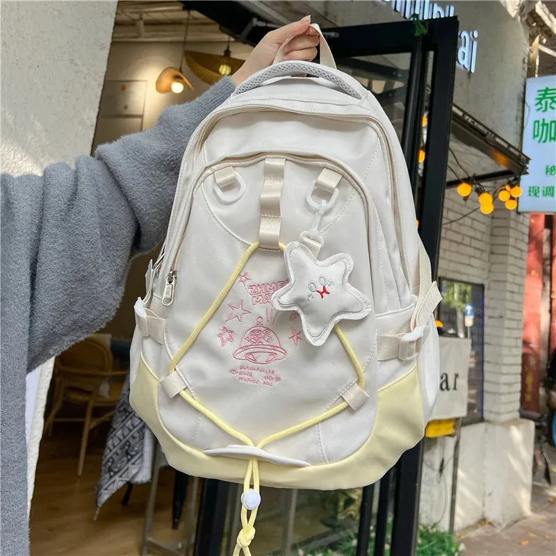 UAKISS  -  Casual Softback Large Capacity Nylon Backpacks Soft Handle 2024brand Bags for Women Canvas Interior Compartment Zipper Backpacks