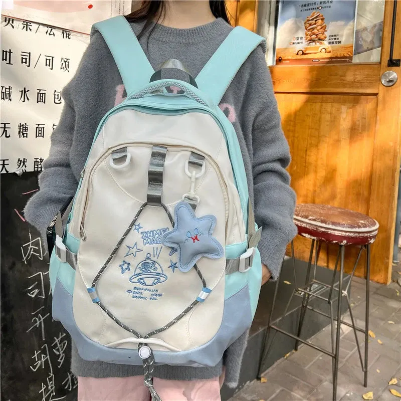 UAKISS  -  Casual Softback Large Capacity Nylon Backpacks Soft Handle 2024brand Bags for Women Canvas Interior Compartment Zipper Backpacks