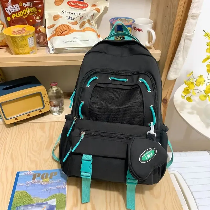 UAKISS  -  Sweet Cute High-capacity Backpacks for Women 2024 New Fashion Teengae Girls School Bag Candy Color Canvas Rucksack Bolsa